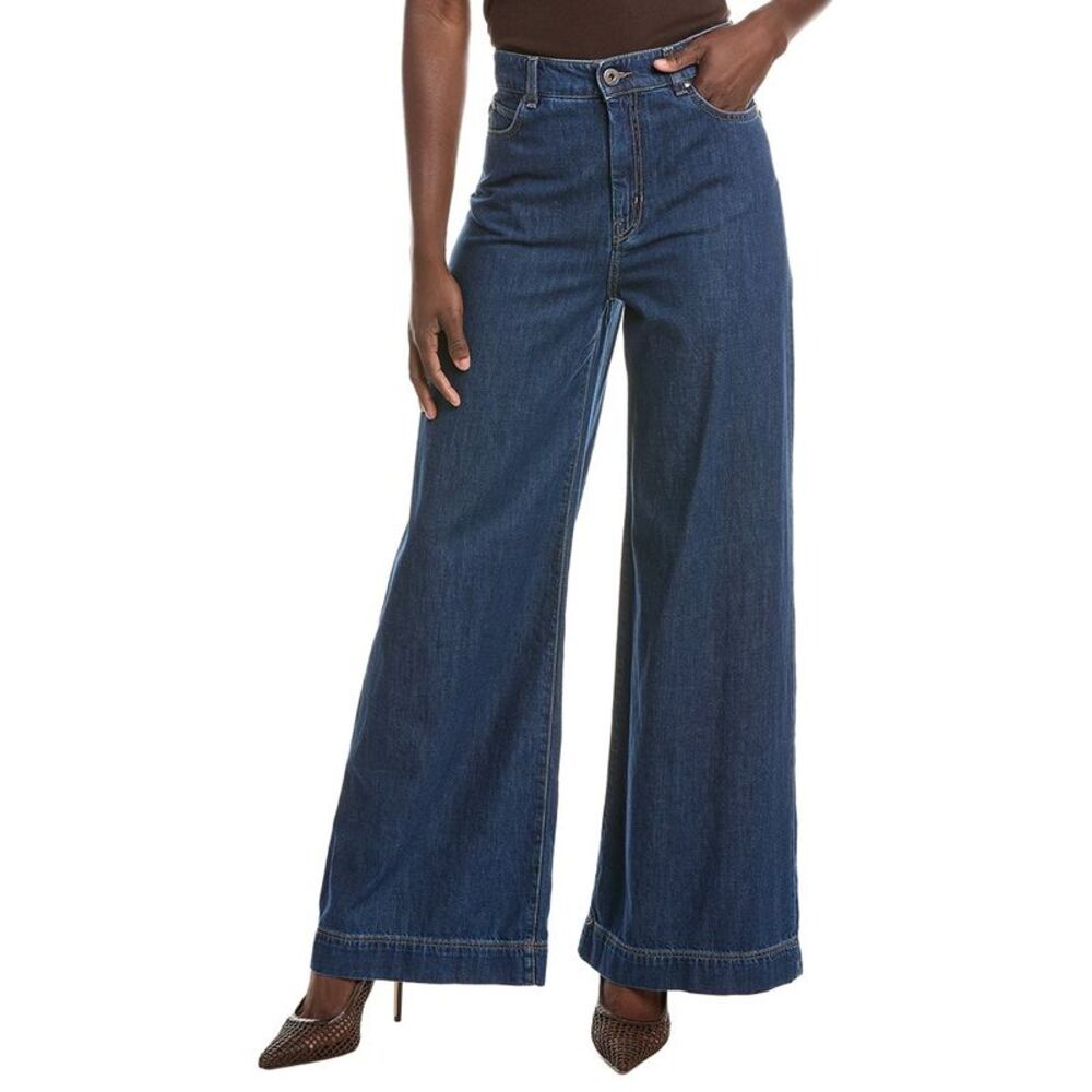 Max Mara Womens Weekend  Vega Wide Leg Jean, Navy